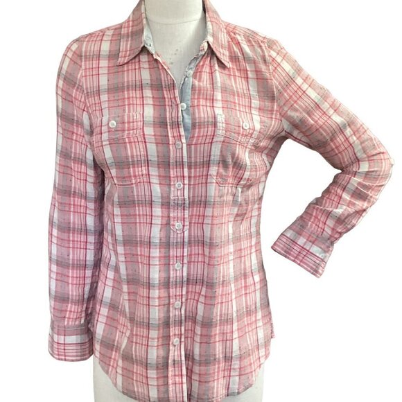 Aventura Organic Plaid Button Down Long Sleeve Shirt Sz S #41A - Picture 1 of 9